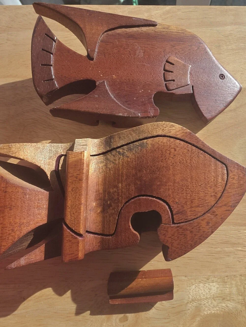 Handcrafted Wooden Fish Décor Puzzle - Brown